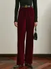 Mid-Waist Velvet Pants Without Belt sold by COMMENSE
