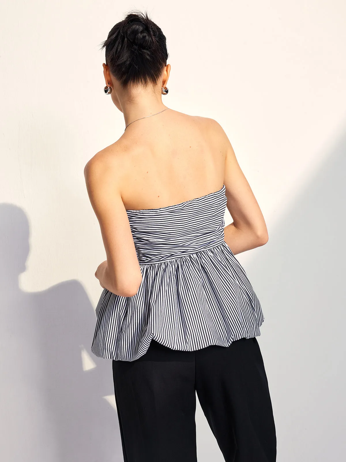 Striped Strapless Bubble Tube Top sold by COMMENSE product image thumbnail 5