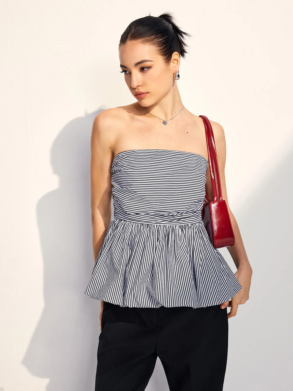 Striped Strapless Bubble Tube Top sold by COMMENSE product image thumbnail 2