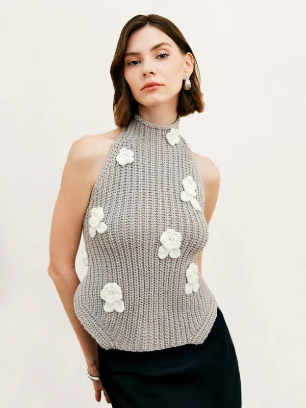 Halter Knotted Back Wrap Halter Top sold by COMMENSE