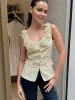Rosette Button Strappy Top sold by COMMENSE
