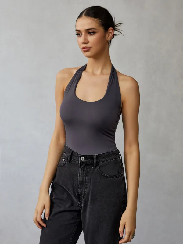 Backless Low Cut Halter Top sold by COMMENSE