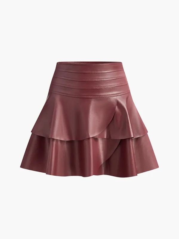 High-Waist Ruffle Skirt sold by COMMENSE