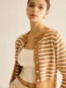 Round Neck Striped Cardigan sold by COMMENSE