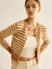 Round Neck Striped Cardigan sold by COMMENSE
