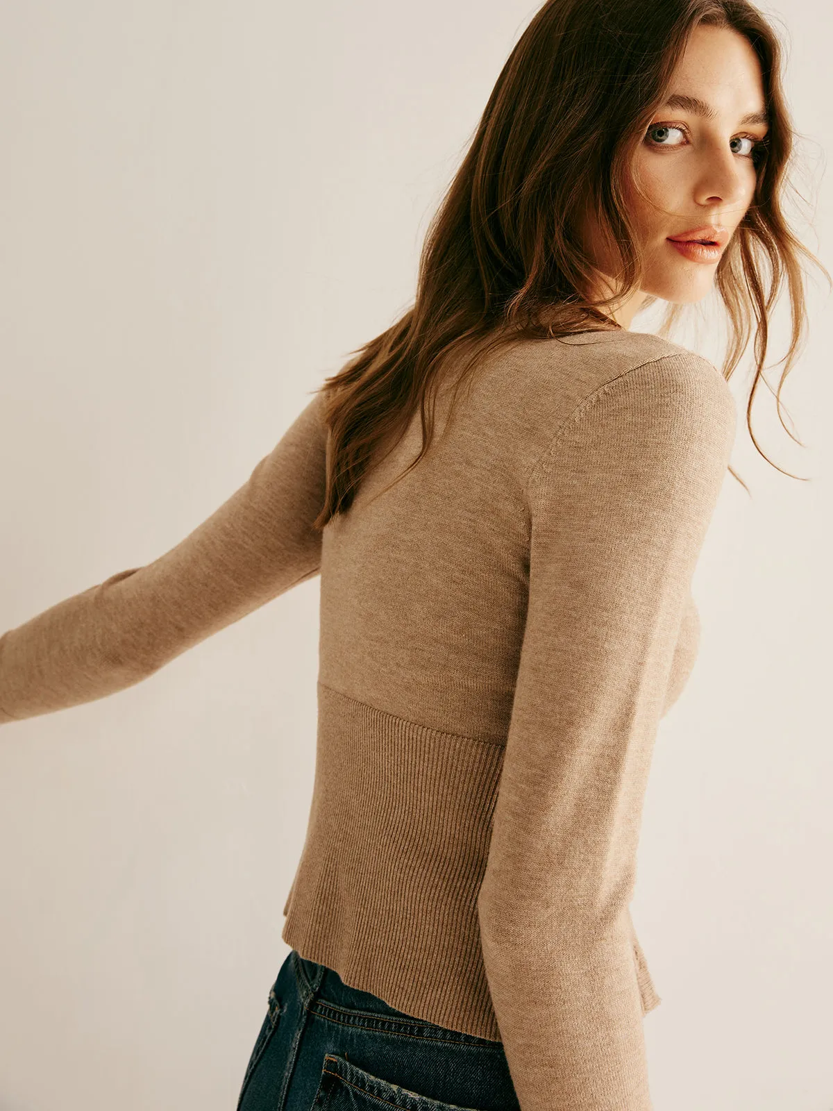 Plain Paneled Button Slim Cardigan sold by COMMENSE product image thumbnail 3