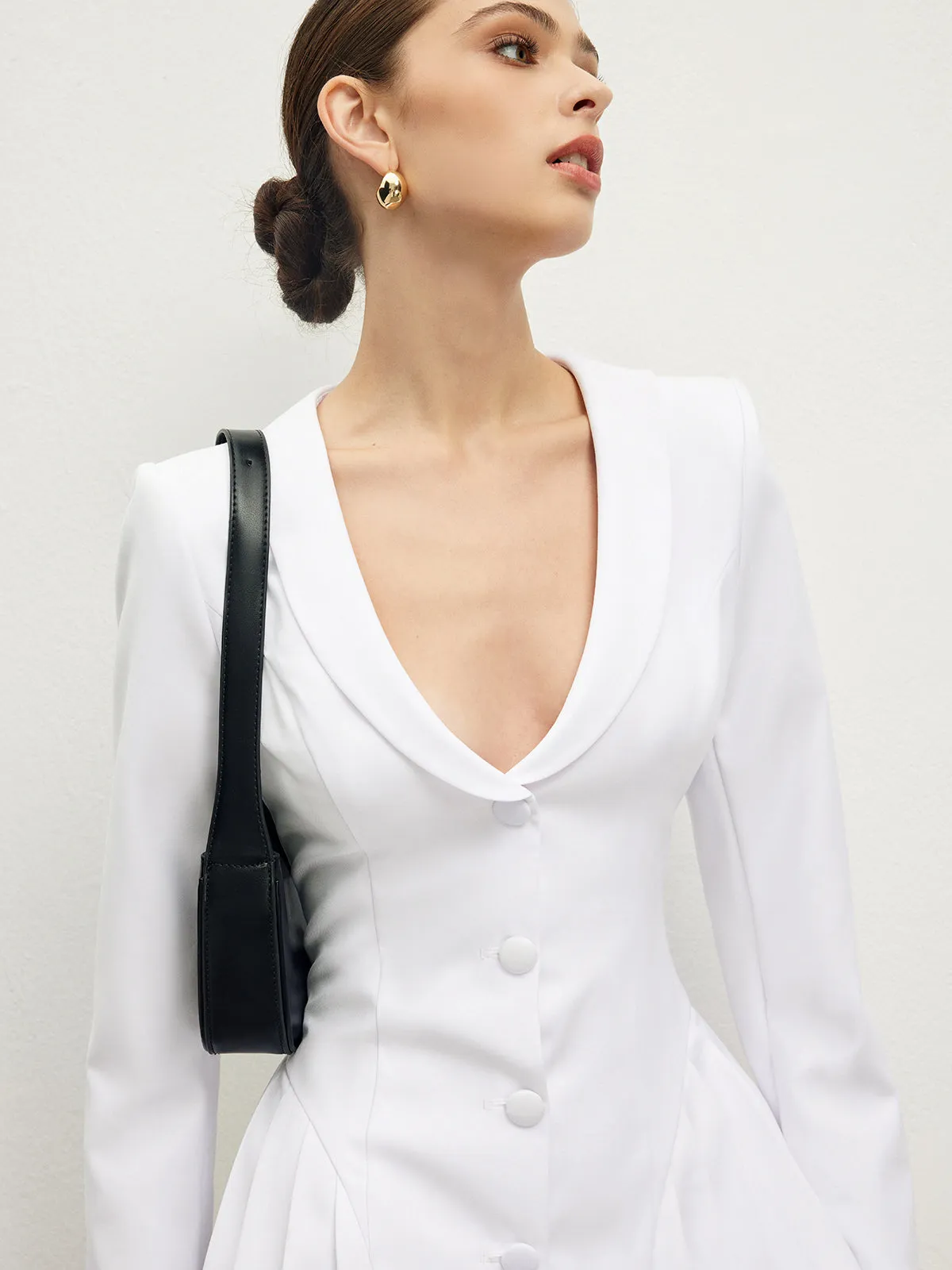 Lapel Breasted Pleated Dress sold by COMMENSE product image thumbnail 3