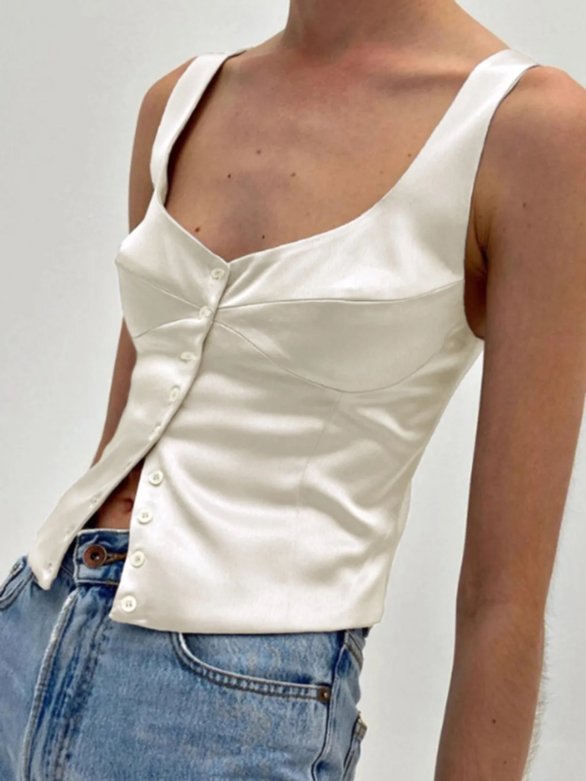 Casual Button-Front Strappy Top sold by COMMENSE product image thumbnail 4