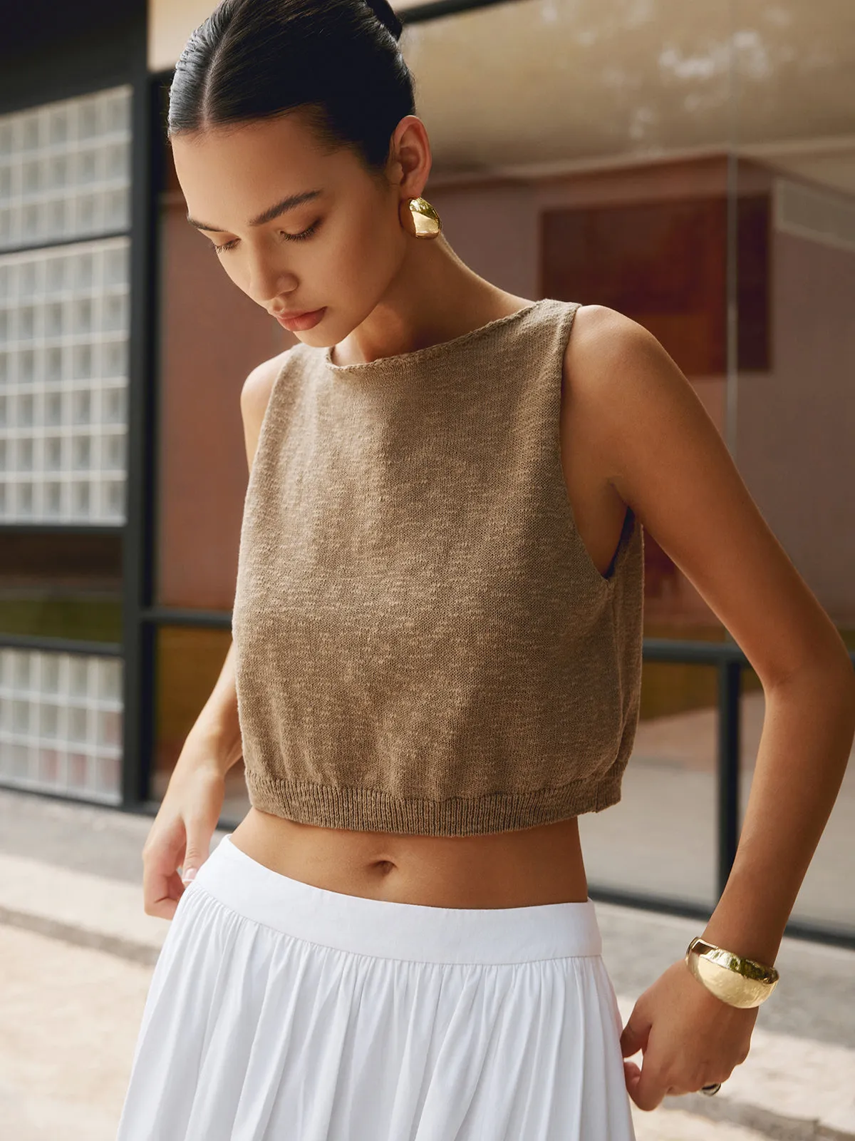Cotton Blends Crop Tank Top sold by COMMENSE product image thumbnail 3