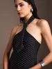 Striped Backless Halter Top sold by COMMENSE