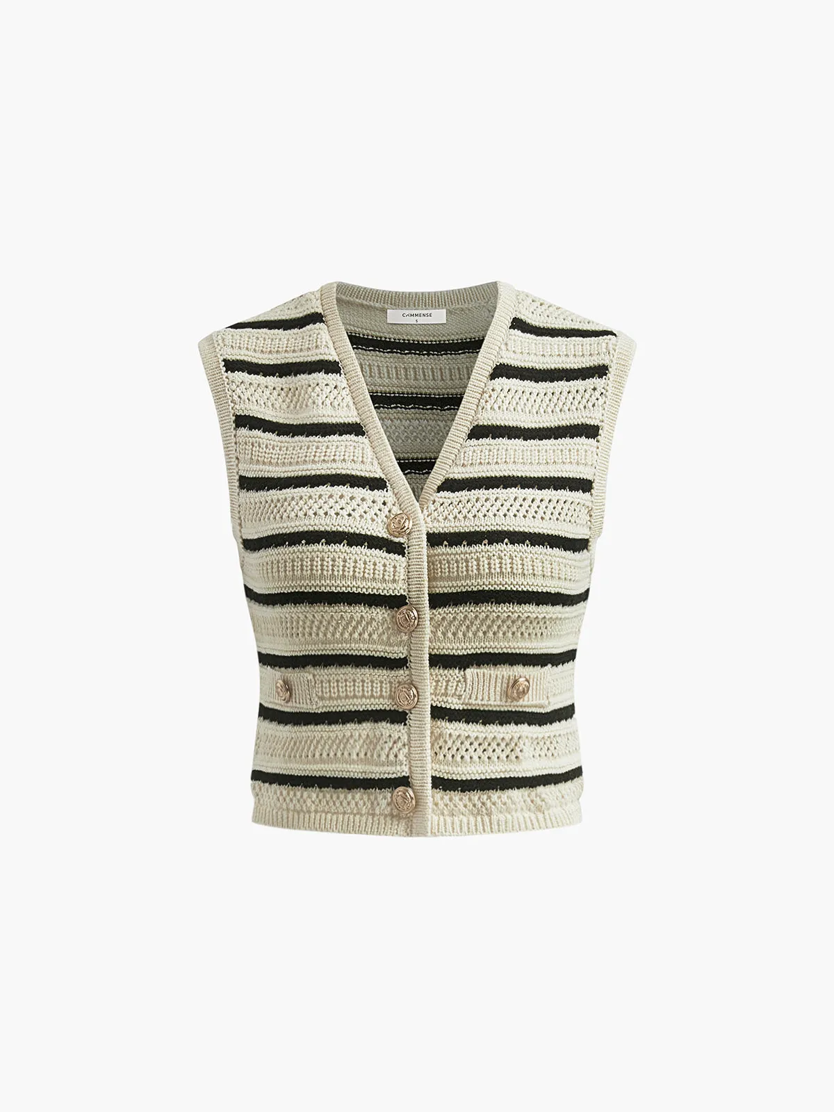 Knitted V-Neck Vest sold by COMMENSE