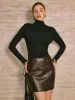 Versatile Mock Neck Pleated Slim T-Shirt sold by COMMENSE