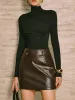 Versatile Mock Neck Pleated Slim T-Shirt sold by COMMENSE