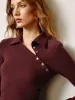 Asymmetrical Button Skinny Polo T-Shirt sold by COMMENSE