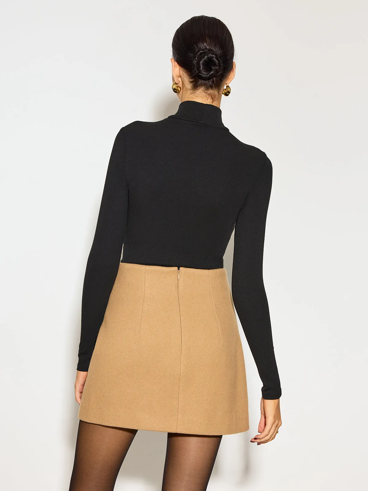 Mock Neck Sheer-Detail Skinny T-Shirt sold by COMMENSE product image thumbnail 5