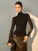 Mock Neck Sheer Sleeve Skinny T-Shirt sold by COMMENSE