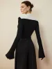 Romance Stand Collar Ruffle T-Shirt sold by COMMENSE