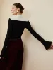 Romance Stand Collar Ruffle T-Shirt sold by COMMENSE