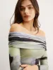 Off-Shoulder Tye Dye Printed T-Shirt sold by COMMENSE