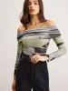 Off-Shoulder Tye Dye Printed T-Shirt sold by COMMENSE