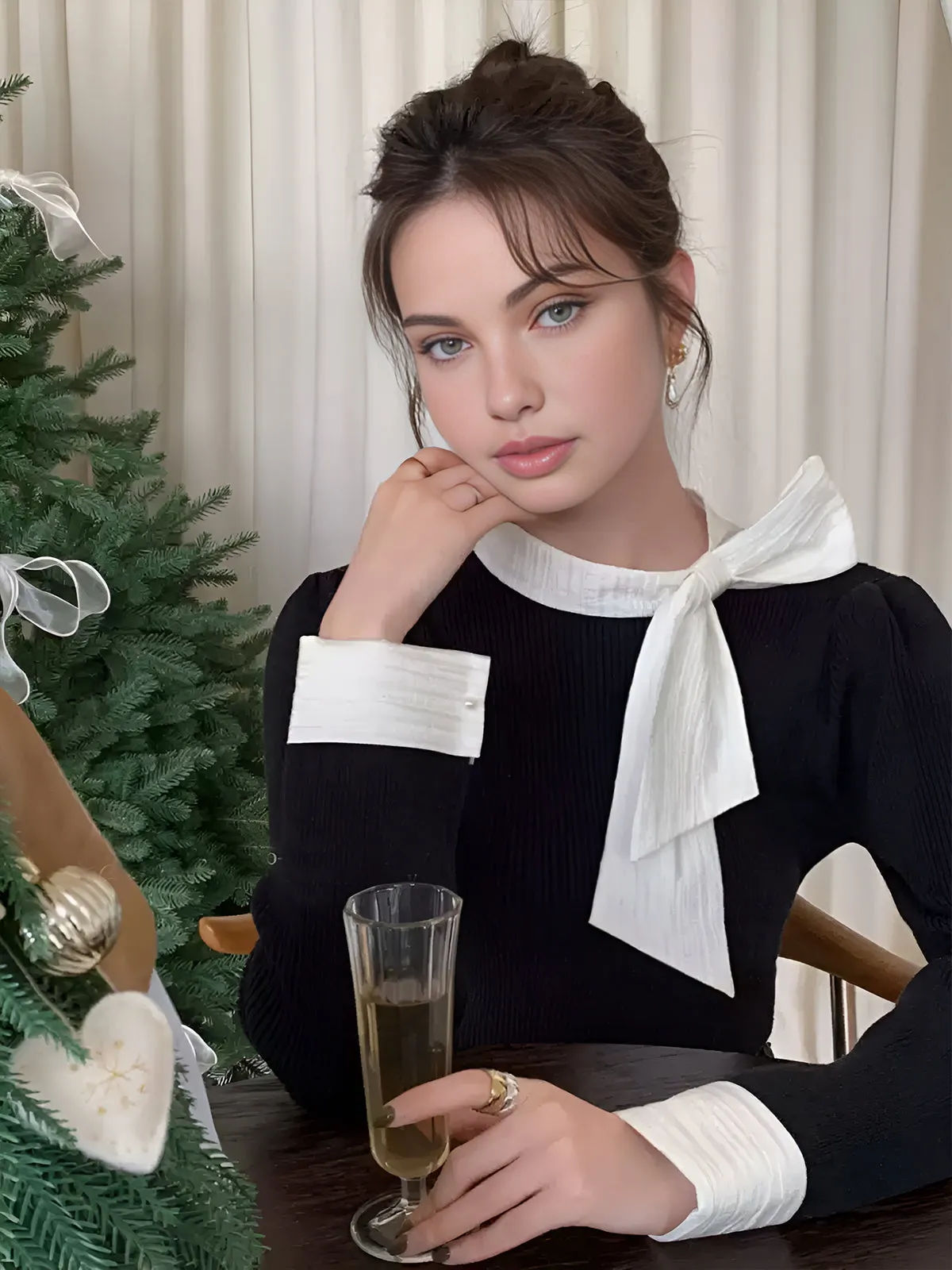 Color Block Bow Knit Top sold by COMMENSE product image thumbnail 5