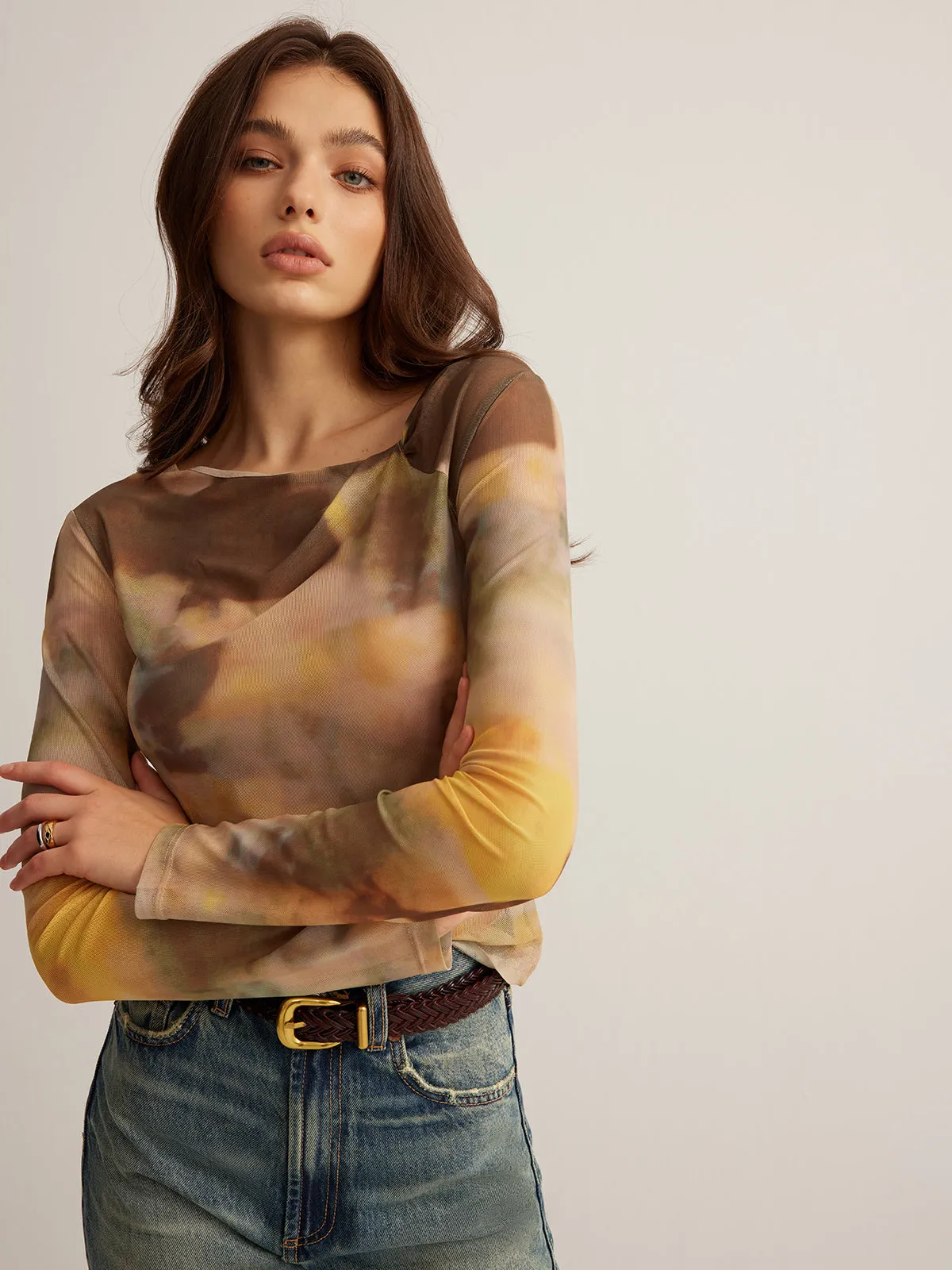 Tye Dye Printed Mesh T-Shirt sold by COMMENSE product image thumbnail 5