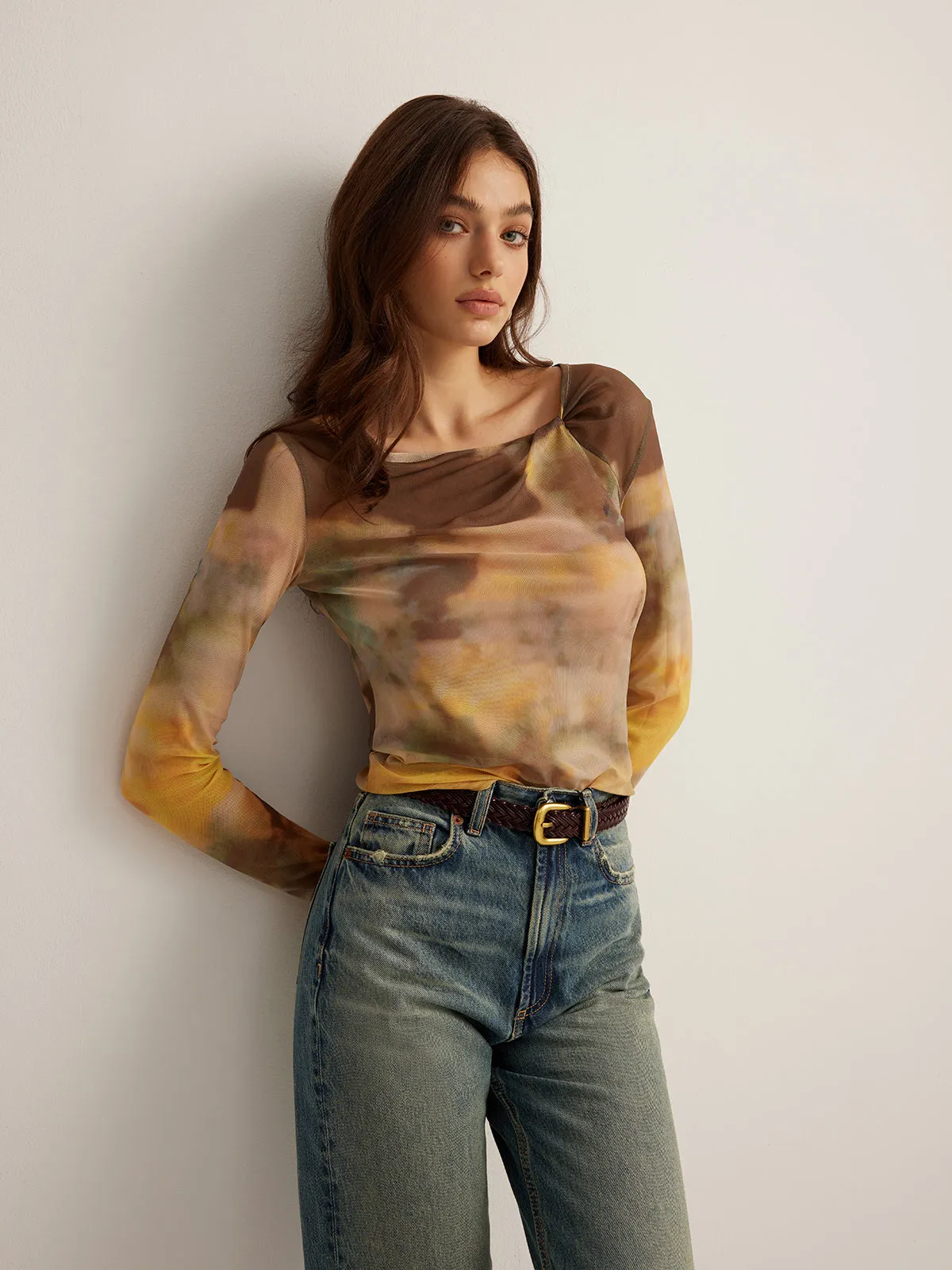 Tye Dye Printed Mesh T-Shirt sold by COMMENSE product image thumbnail 3