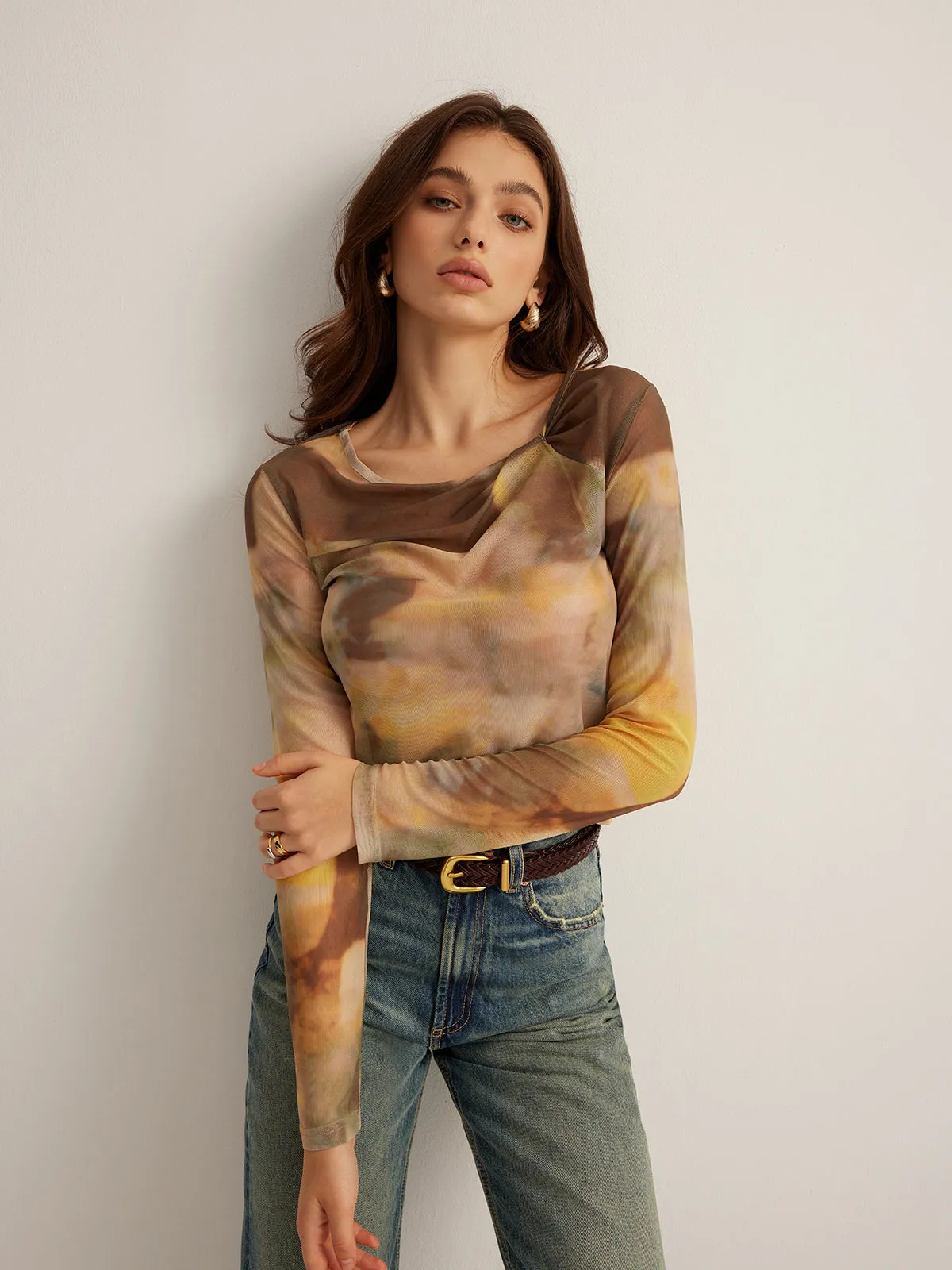 Tye Dye Printed Mesh T-Shirt sold by COMMENSE product image thumbnail 4