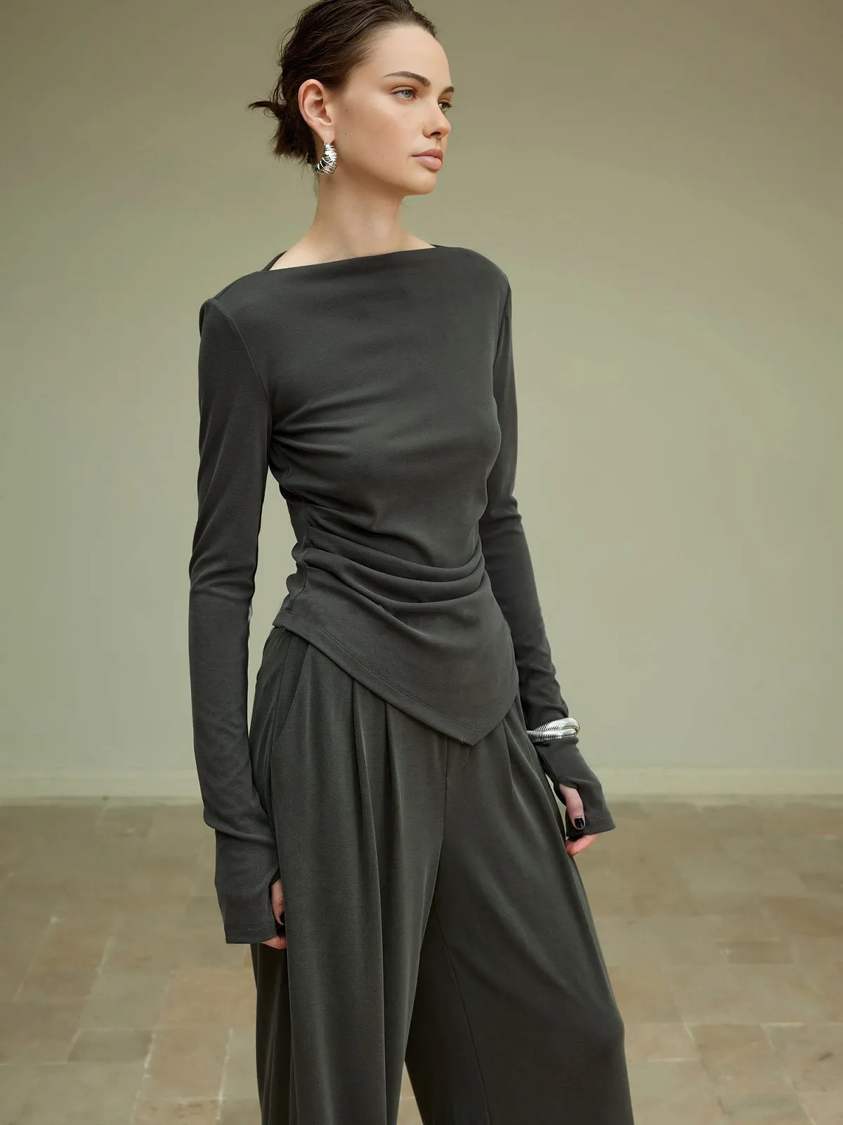 Asymmetrical Slim Jersey T-Shirt sold by COMMENSE product image thumbnail 3