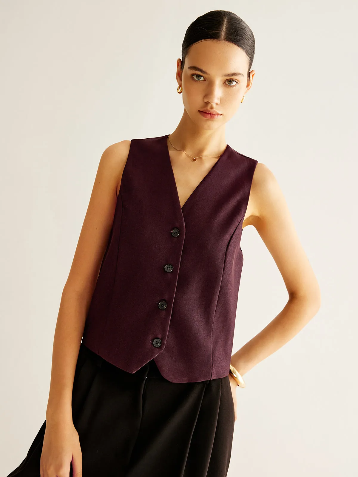 Button Petite Vest sold by COMMENSE