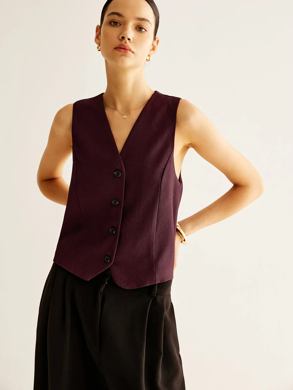Button Petite Vest sold by COMMENSE product image thumbnail 3