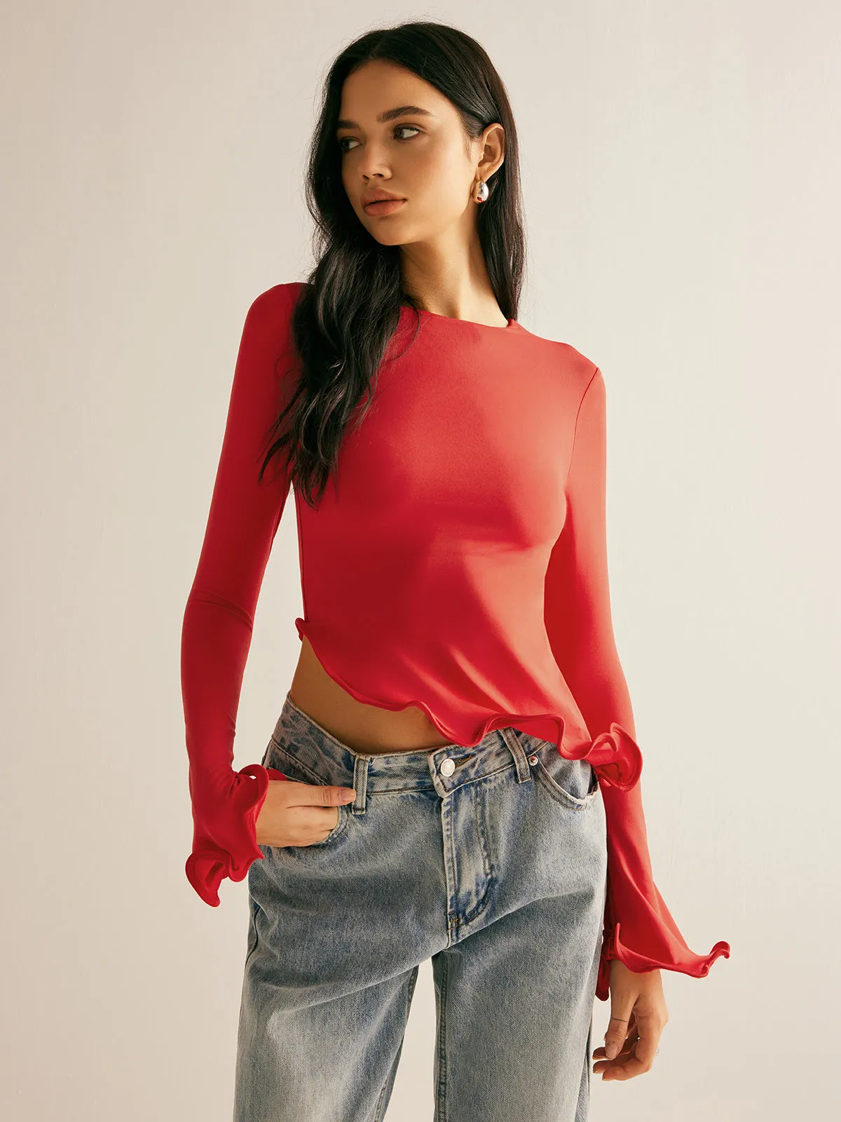 Asymmetrical Wave Trim T-Shirt sold by COMMENSE product image thumbnail 4