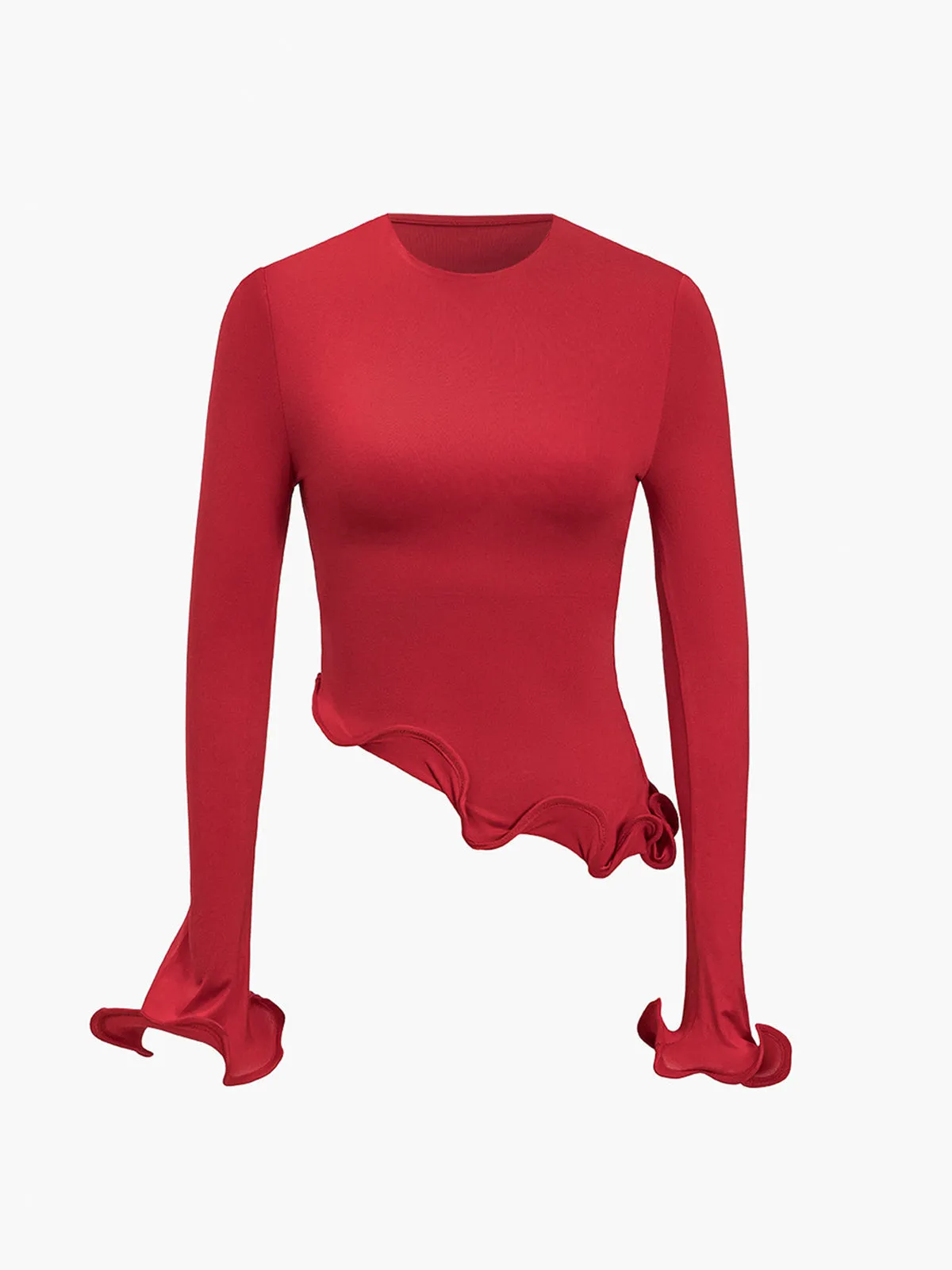 Asymmetrical Wave Trim T-Shirt sold by COMMENSE