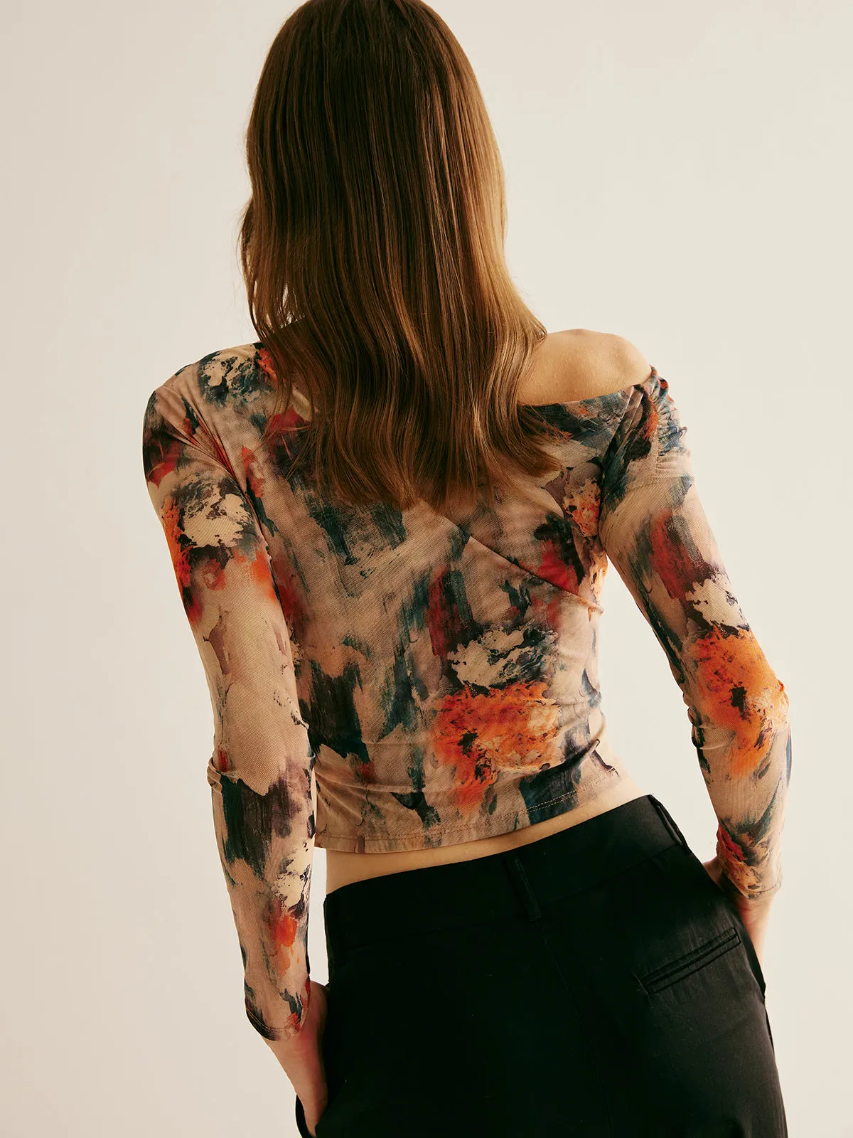 Retro Asymmetrical Collar Crop T-Shirt sold by COMMENSE product image thumbnail 5