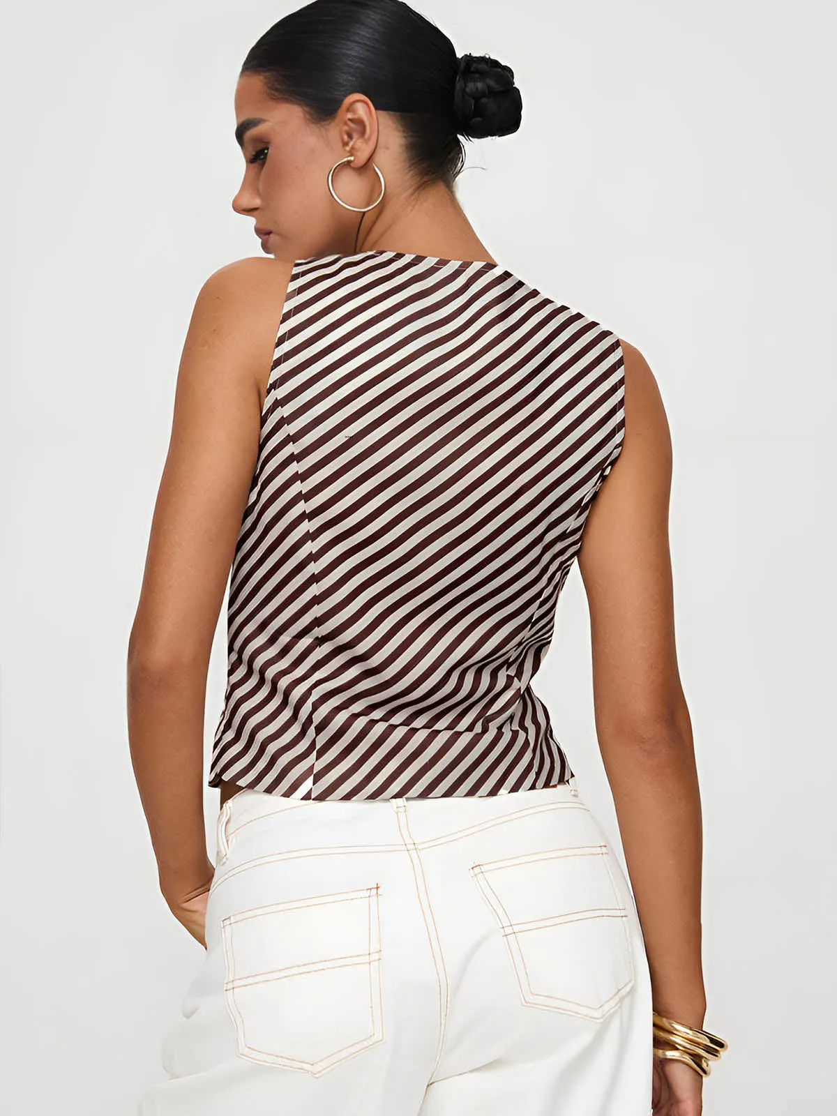 Stripe Knotted V-Neck Vest sold by COMMENSE product image thumbnail 4