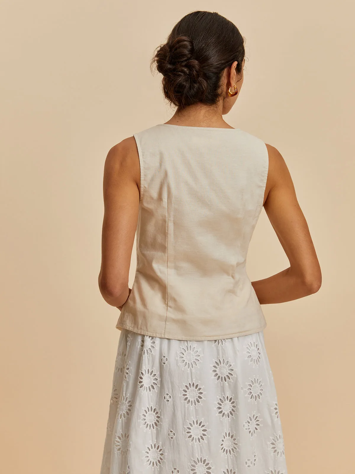 Cotton & Linen Casual Vest sold by COMMENSE product image thumbnail 5