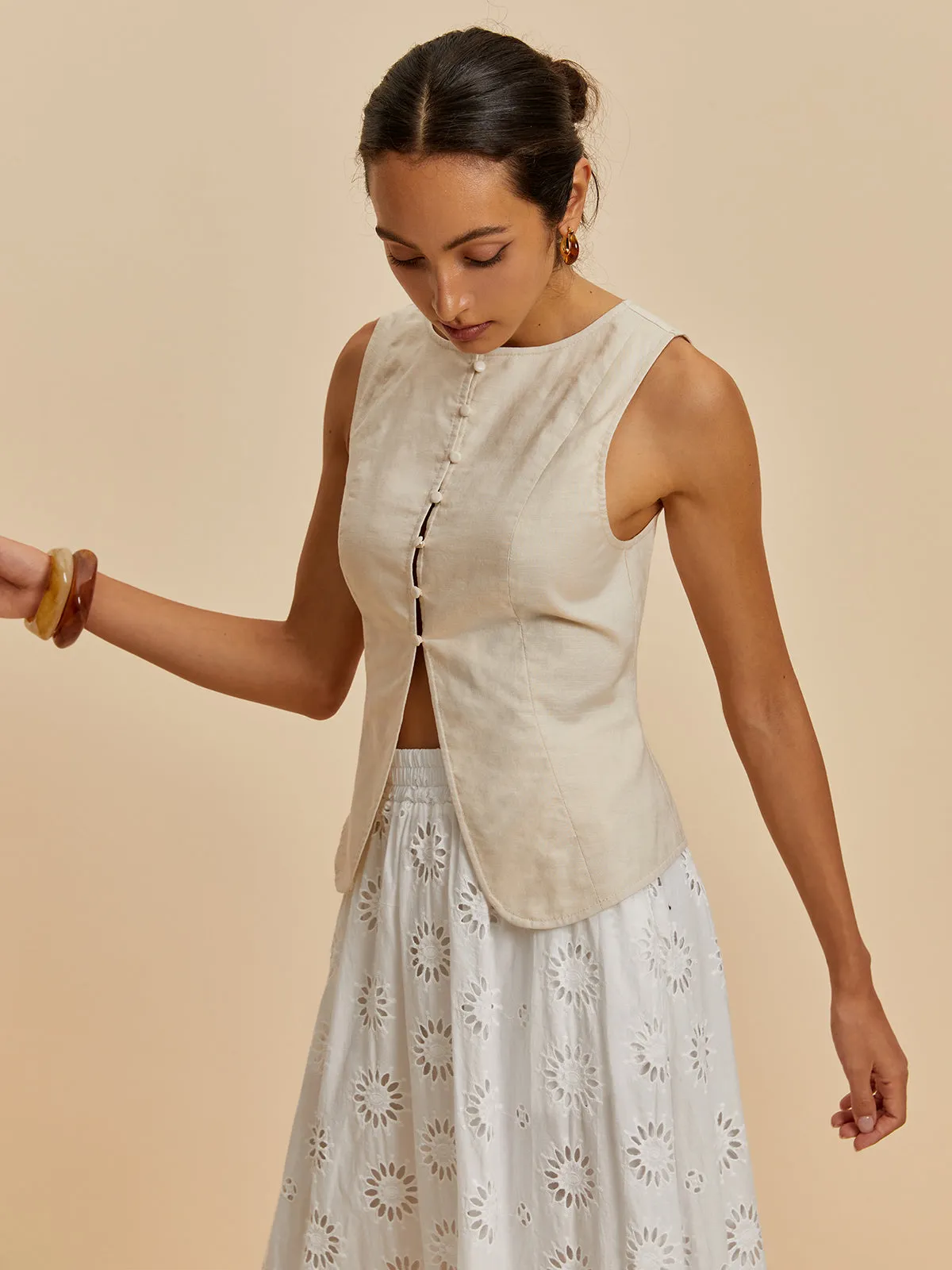 Cotton & Linen Casual Vest sold by COMMENSE product image thumbnail 4