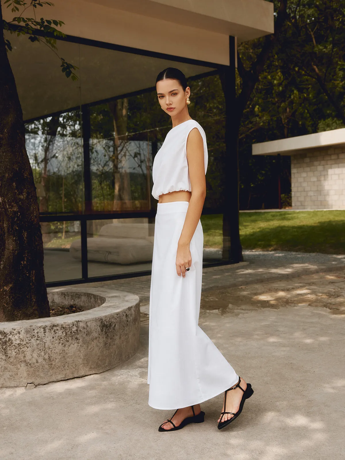 Cotton & Linen One Shoulder Off T-Shirt sold by COMMENSE product image thumbnail 5