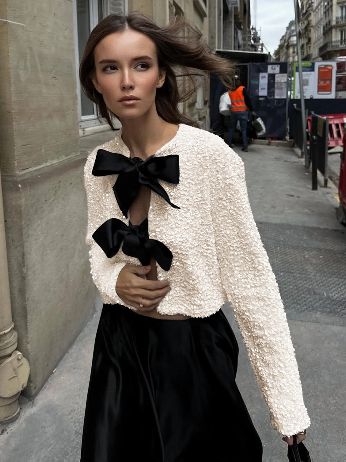 Sequined Velvet Bowknot Decor Jacket sold by COMMENSE product image thumbnail 2