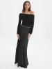 Oblique Off-Shoulder Long Sleeve T-Shirt sold by COMMENSE