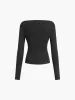 Oblique Off-Shoulder Long Sleeve T-Shirt sold by COMMENSE