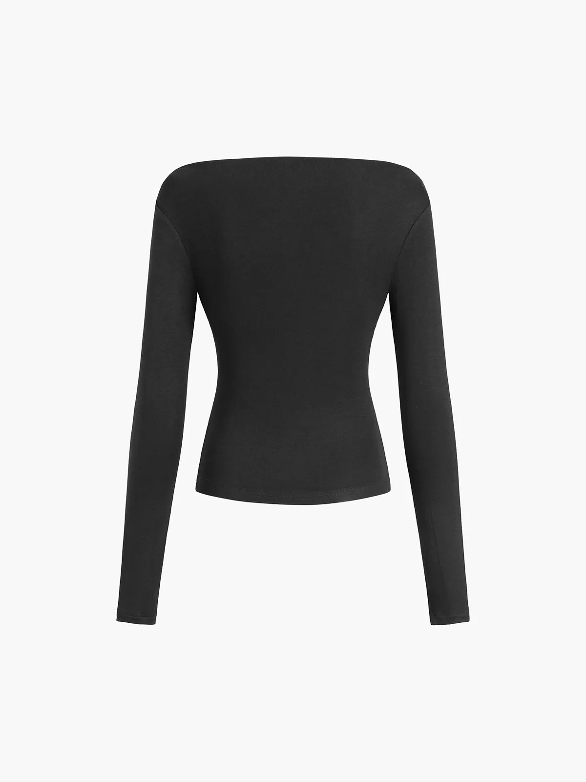 Oblique Off-Shoulder Long Sleeve T-Shirt sold by COMMENSE product image thumbnail 5