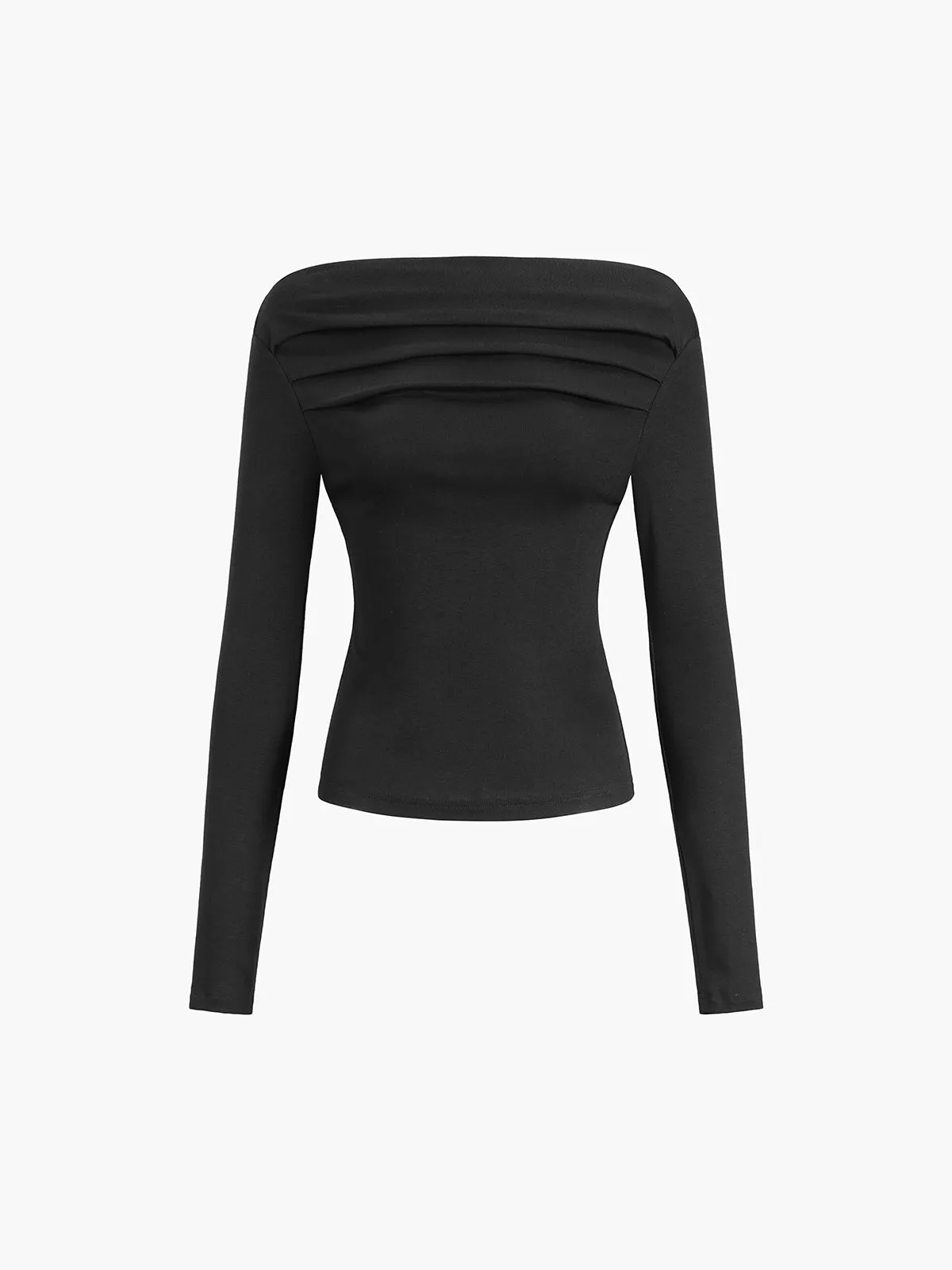 Oblique Off-Shoulder Long Sleeve T-Shirt sold by COMMENSE product image thumbnail 4