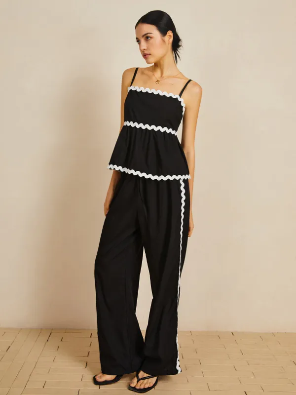 Contrast Shift Woven Fabric Pants Set sold by COMMENSE