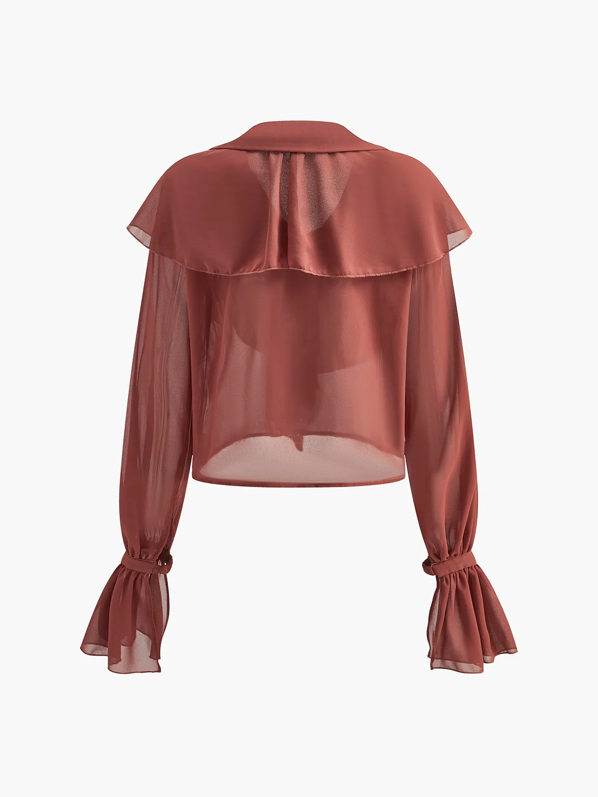 Semi-Sheer Chiffon Ruffle Blouse sold by COMMENSE product image thumbnail 2