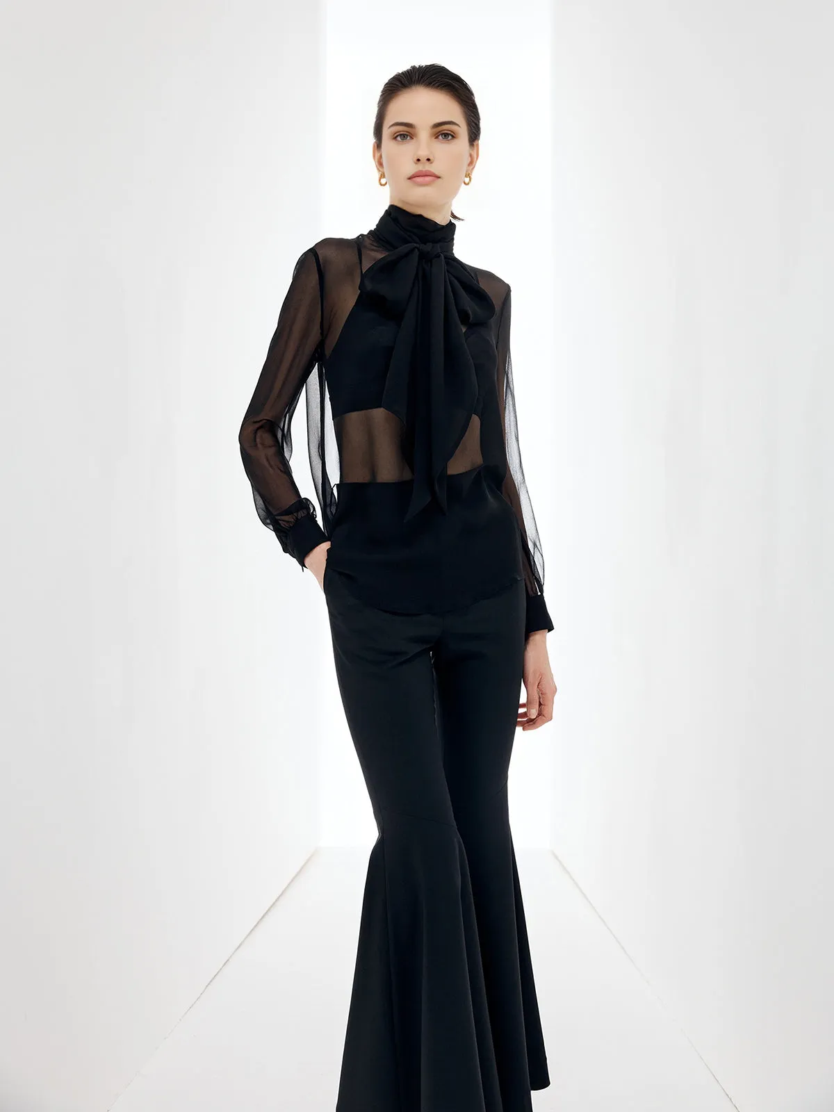 Sheer Bow Chiffon Blouse sold by COMMENSE product image thumbnail 3