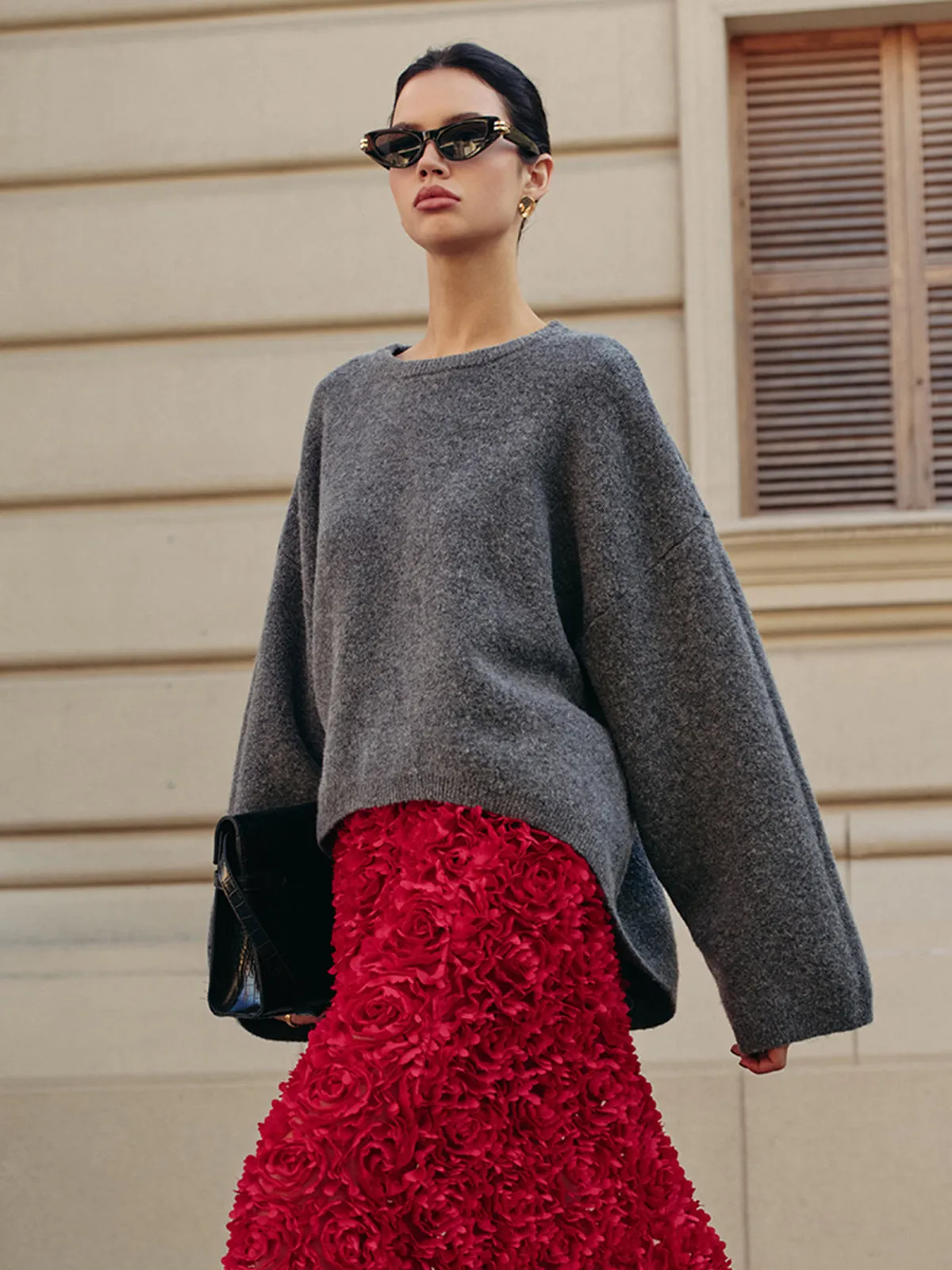 Wool-Blend Oversized Plain Pullover Sweater sold by COMMENSE