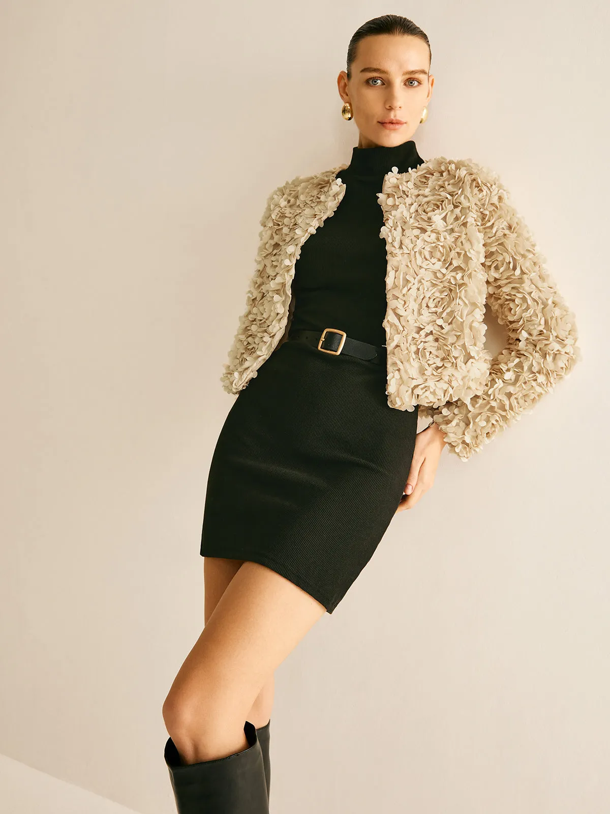 Flower Crew Neck Jacket sold by COMMENSE product image thumbnail 5