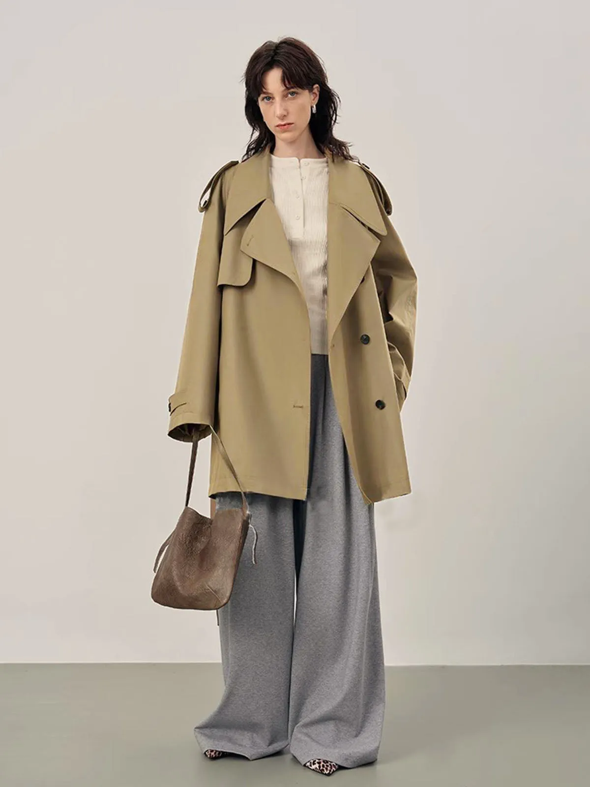 Lapel Oversized Belted Trench Coat sold by COMMENSE product image thumbnail 3