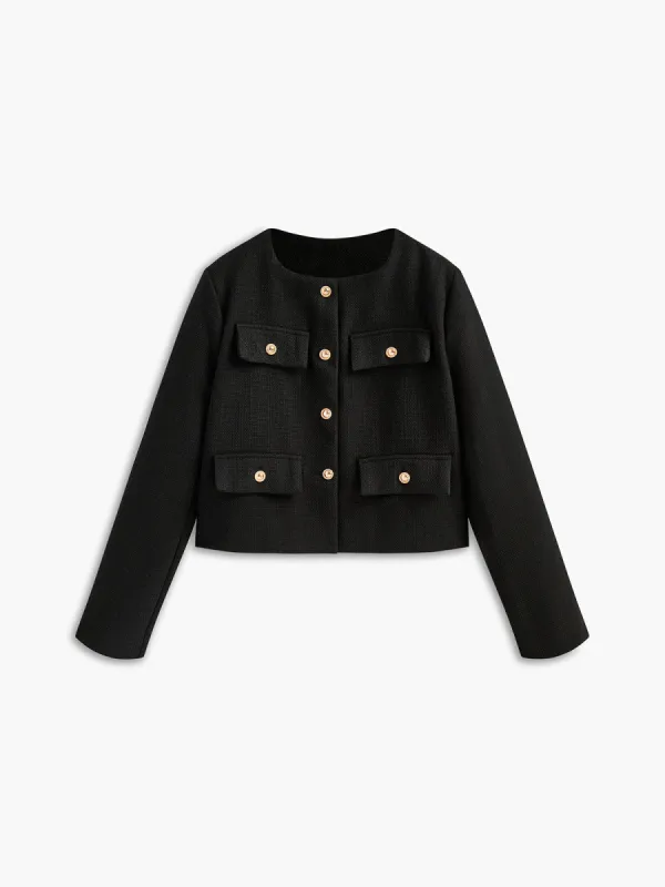 Golden Button Tweed Jacket sold by COMMENSE